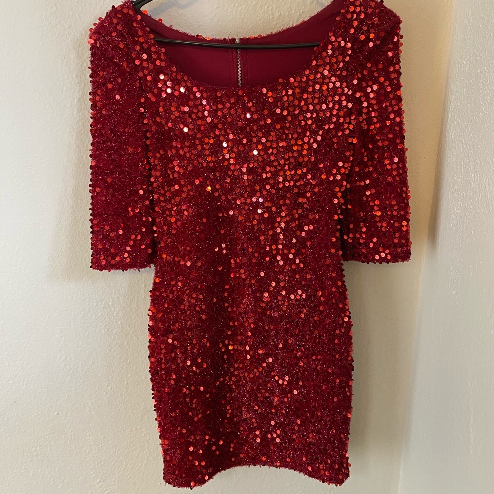Red sequin dress